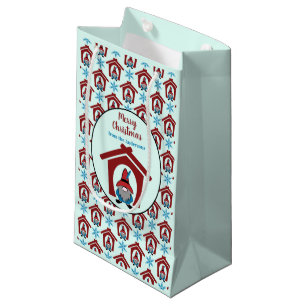 Gnome for Christmas Pattern Red Blue Personalized Small Gift Bag