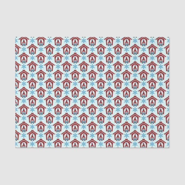 Gnome for Christmas Pattern Red Blue Tissue Paper (Front)