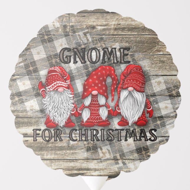 Gnome For Christmas Plaid Rustic Country Farmhouse Balloon (Front)
