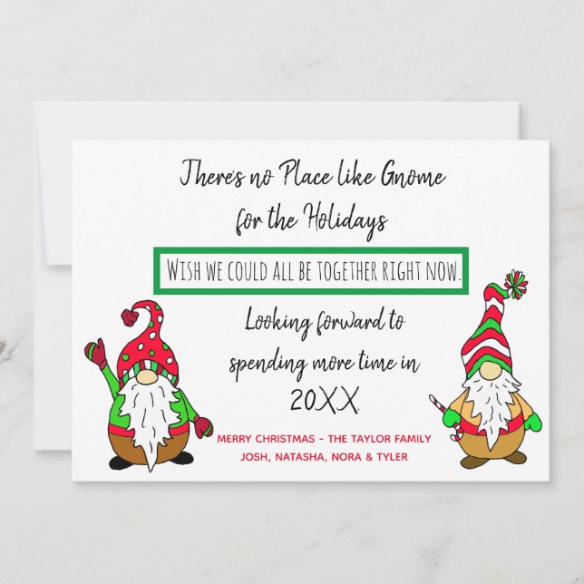Gnome for Christmas, Social DIstancing Holiday Card (Front)