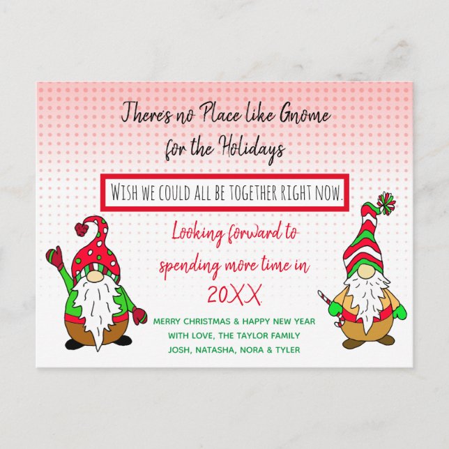 Gnome for Christmas, Social DIstancing Holiday Postcard (Front)
