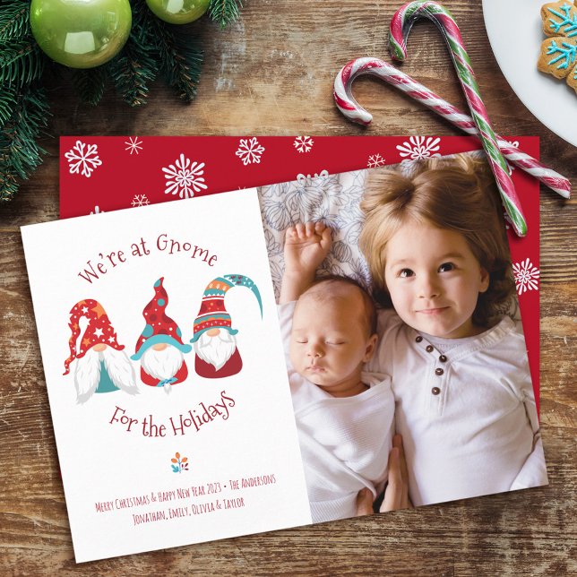 Gnome for Holidays Cute Fun Elf Custom Photo Holiday Card (Creator Uploaded)