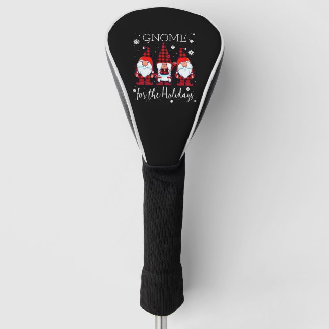 Gnome for the Holidays Buffalo Plaid 3 Gnomes Golf Head Cover (Front)