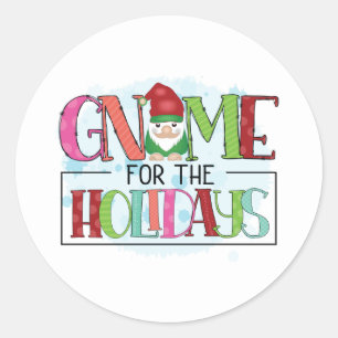 Gnome For The Holidays Christmas Classic Round Sticker