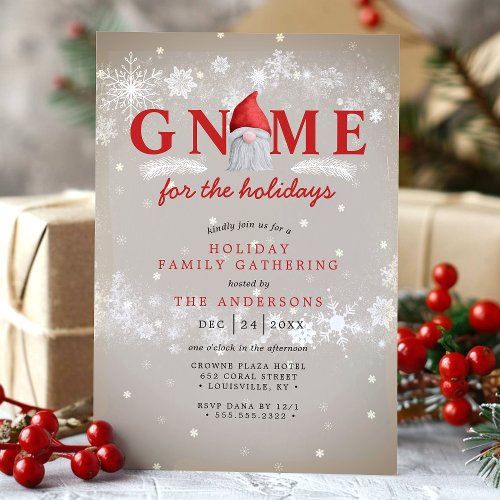 Gnome For The Holidays Christmas Family Gathering Invitation