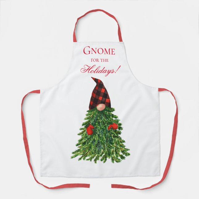 Gnome for the Holidays Christmas Tree Script Cute Apron (Front)