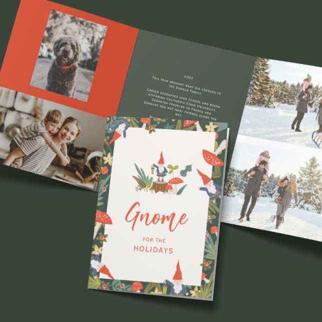 Gnome for the Holidays Christmas Tri-Fold Holiday Card (Creator Uploaded)