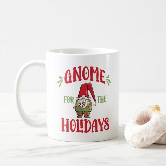 Gnome for the Holidays Cute Christmas  Coffee Mug (With Donut)