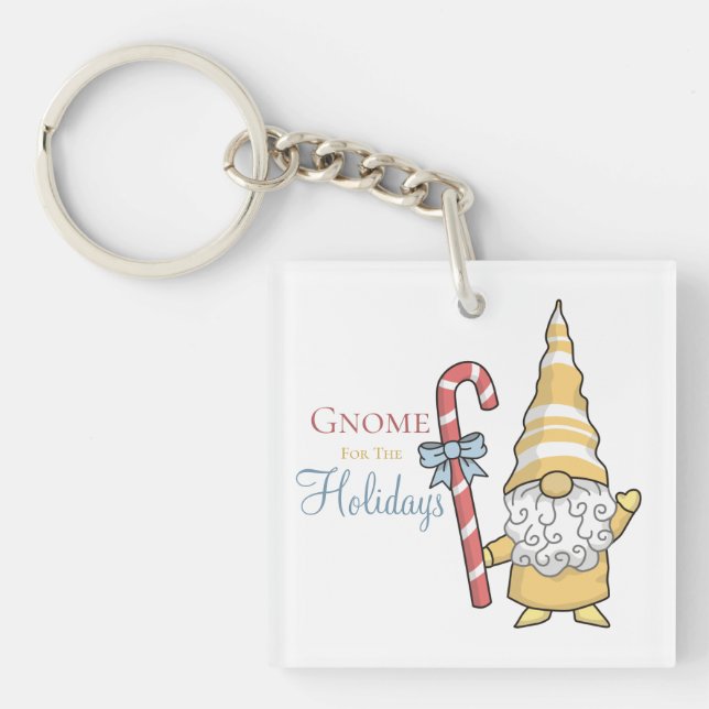 Gnome For The Holidays Festive Christmas Keychain (Front)