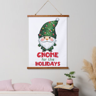 Gnome For The Holidays Funny & Adorable Christmas Hanging Tapestry