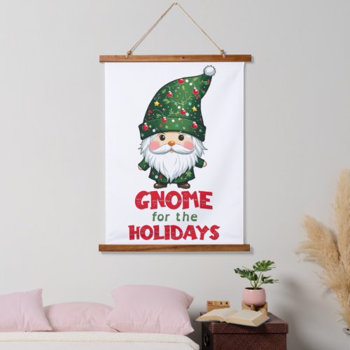 Gnome For The Holidays Funny  Adorable Christmas  Hanging Tapestry