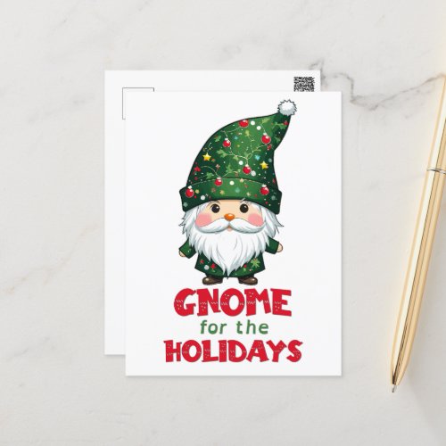 Gnome For The Holidays Funny  Adorable Christmas  Holiday Postcard