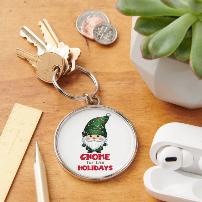 Gnome For The Holidays Funny & Adorable Christmas  Keychain (Desk)