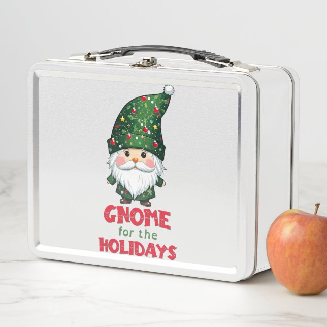 Gnome For The Holidays Funny & Adorable Christmas  Metal Lunch Box (In Situ)