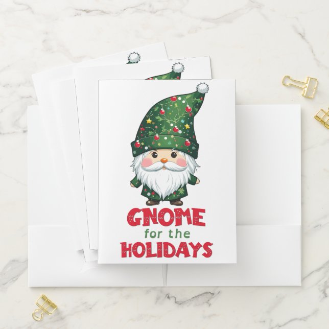 Gnome For The Holidays Funny & Adorable Christmas  Pocket Folder (In Situ)