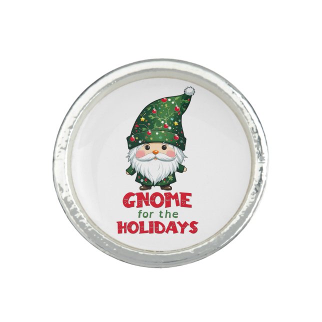 Gnome For The Holidays Funny & Adorable Christmas  Ring (Front)