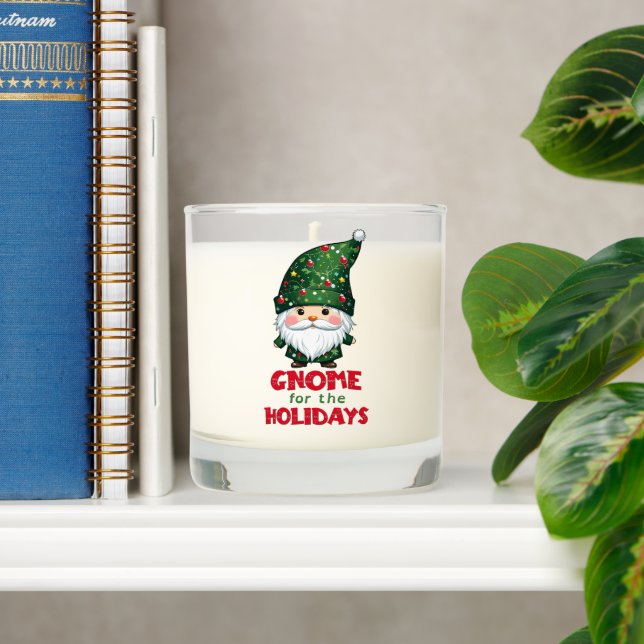 Gnome For The Holidays Funny & Adorable Christmas  Scented Candle (Shelf)