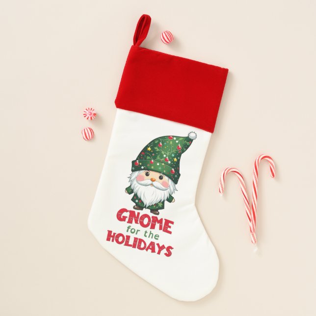 Gnome For The Holidays Funny & Adorable Christmas  Stocking (Front)