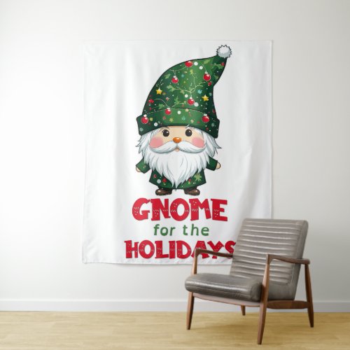 Gnome For The Holidays Funny  Adorable Christmas  Tapestry