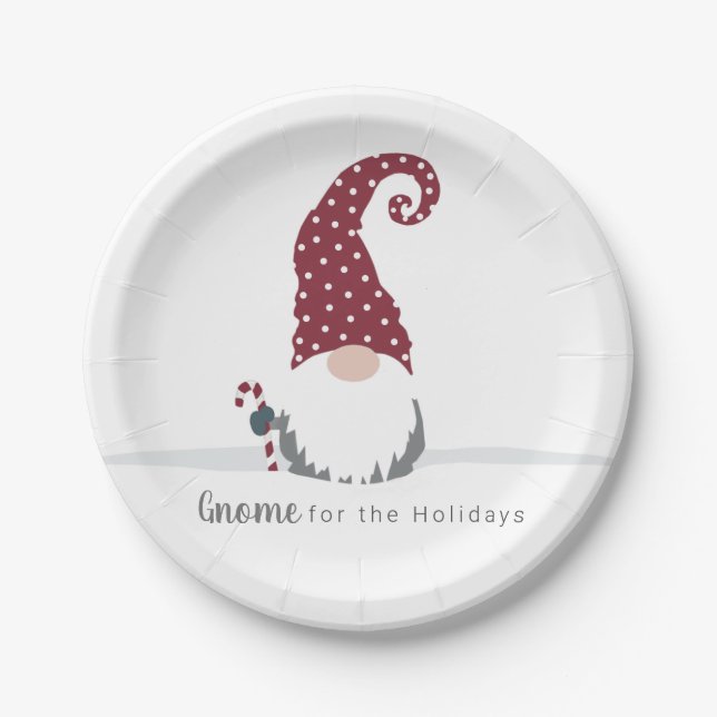 Gnome for the Holidays Scandinavian design Paper Plates (Front)