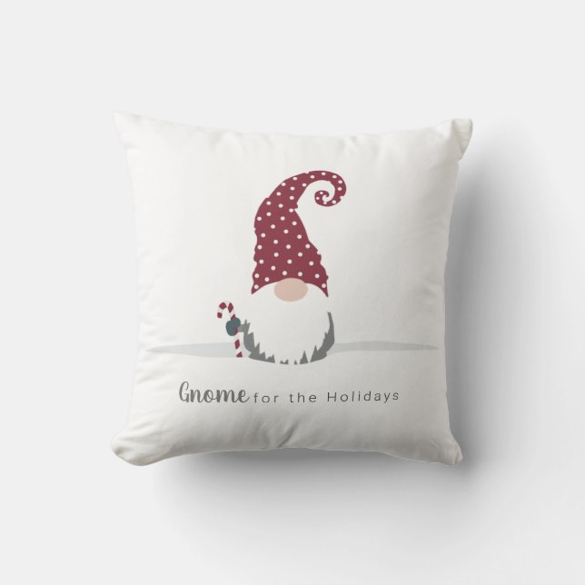 Gnome for the Holidays Scandinavian design Throw Pillow (Front)