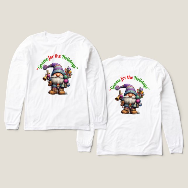 Gnome For The Holidays Tri-Blend Shirt (Design Front & Back)