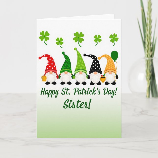 Gnome Fun Faux Gold Foil Sister Card (Front)