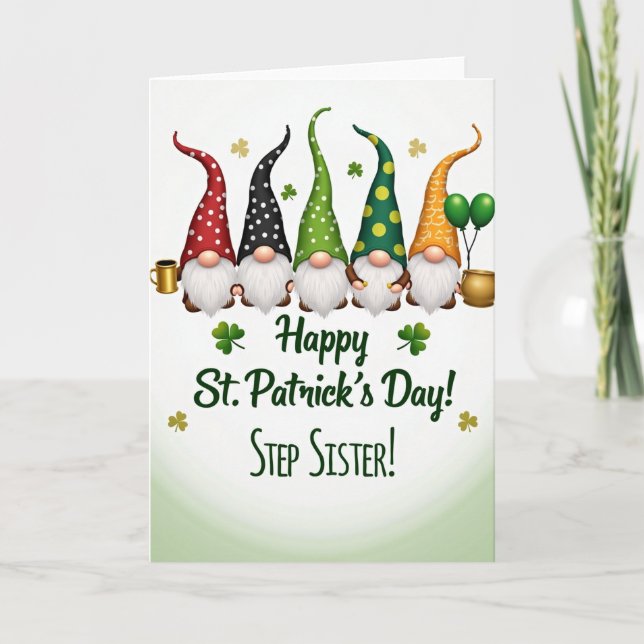 Gnome Fun St Patricks Retro Art Card (Front)