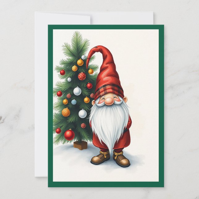Gnome Funny Trendy Whimsical Fantasy No Photo  Holiday Card (Front)