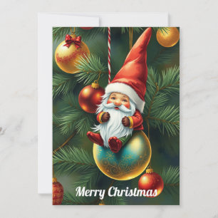 Gnome Funny Trendy Whimsical Fantasy No Photo Holiday Card