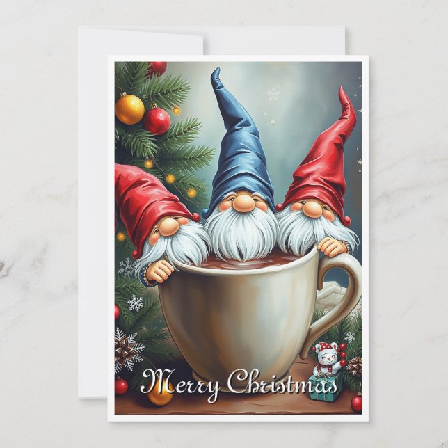 Gnome Funny Trendy Whimsical Fantasy No Photo  Holiday Card (Front)