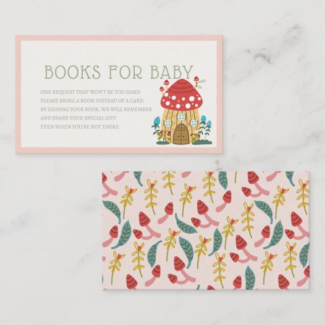 Gnome Garden Mushroom Pink Book Request Enclosure Card (Front/Back)