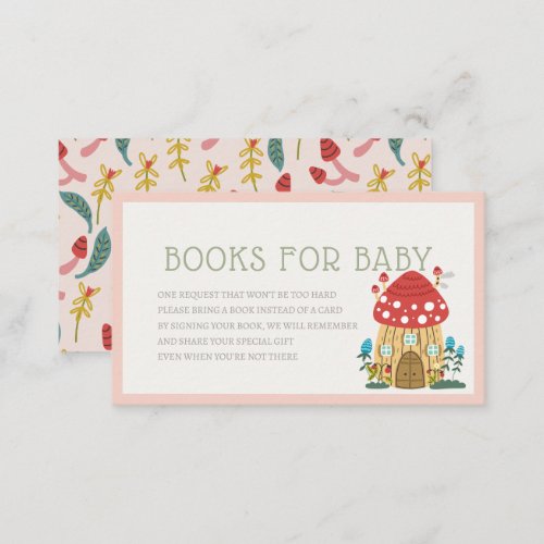 Gnome Garden Mushroom Pink Book Request Enclosure Card