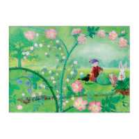 Gnome gardener, Blackbird, Hedgehog & white Rabbit