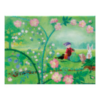 Gnome gardener, Blackbird, Hedgehog & white Rabbit
