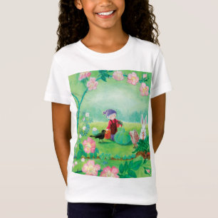Gnome gardener, Blackbird, Hedgehog & white Rabbit T-Shirt