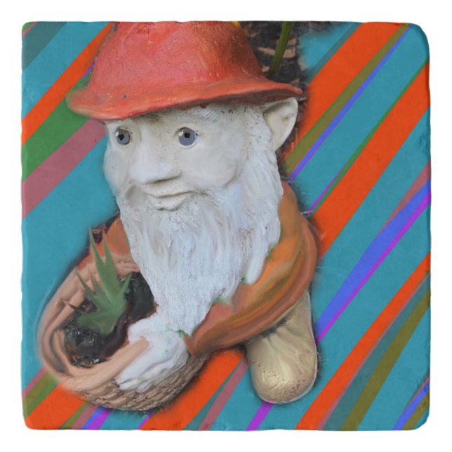 Gnome Gardener In Meditation Trivet (Front)