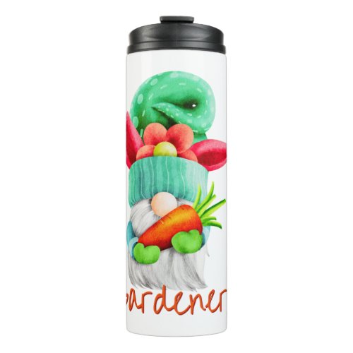Gnome Gardener with Carrot and Flower   Thermal Tumbler