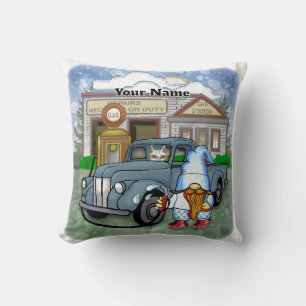 Gnome Gas Station Throw Pillow