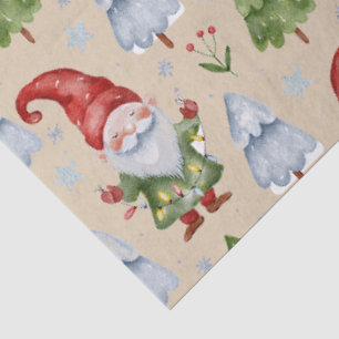 Gnome Gift Wrapping Tissue Paper Beige Watercolor