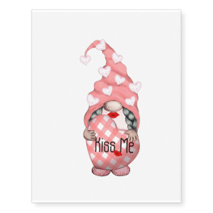 gnome girl kiss me temporary tattoos