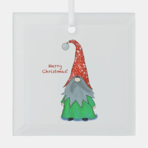 Gnome Glass Christmas Ornament