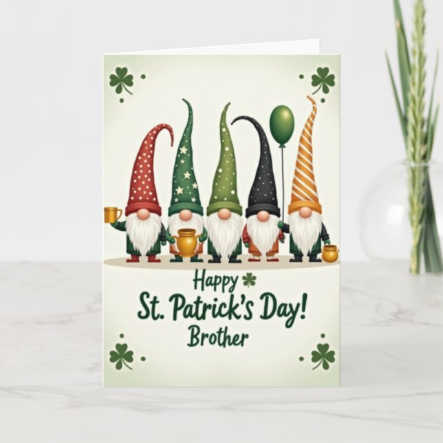 Gnome Glitter Texture St Patricks Card (Front)