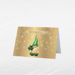 Gnome Gold Lights Shamrock St Patricks Day Holiday Card