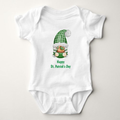 Gnome Green Cute Adorable St Patricks Day  Baby Bodysuit