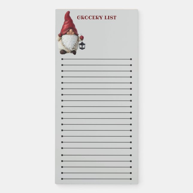 Gnome Grocery/shopping list  Magnetic Notepad (Front)