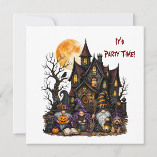 Gnome Halloween Party Invitations