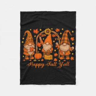 Gnome Happy Fall Yall Pumpkin Autumn Thanksgiving Fleece Blanket