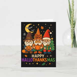 Gnome Happy Hallothanksmas Shirt Thanksgiving Xmas Card