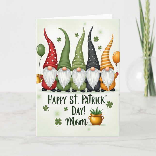 Gnome Happy St Patricks Day Glitter Card (Front)